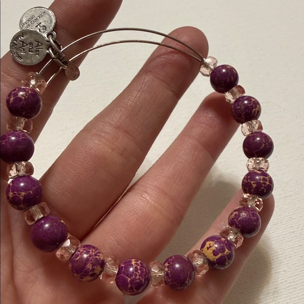 Alex and Ani Maroon and Pink Beaded adjustable Bracelet - Picture 7 of 8